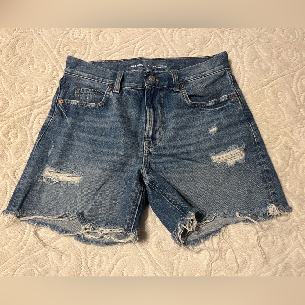 Old Navy Blue Jean Shorts Distressed Cut-Off Style